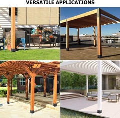 6X 6 Post Base 3 PCS,Inner Size 5.6″x5.6″Deck Post Base,Heavy Duty Metal Black