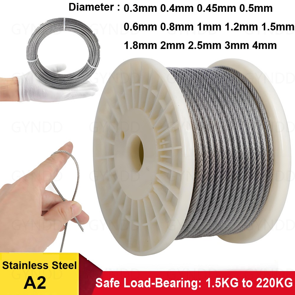 304 Stainless Steel Wire Rope Cable Rigging 0.3mm to 4mm 7×7 Balustrade Fence