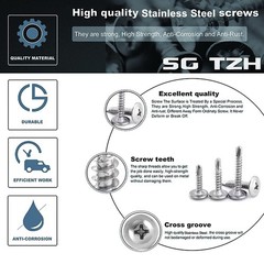 #8 x 3/4″ Sheet Metal Screws 100PCS 410 Stainless Steel x 3/4″, Silver