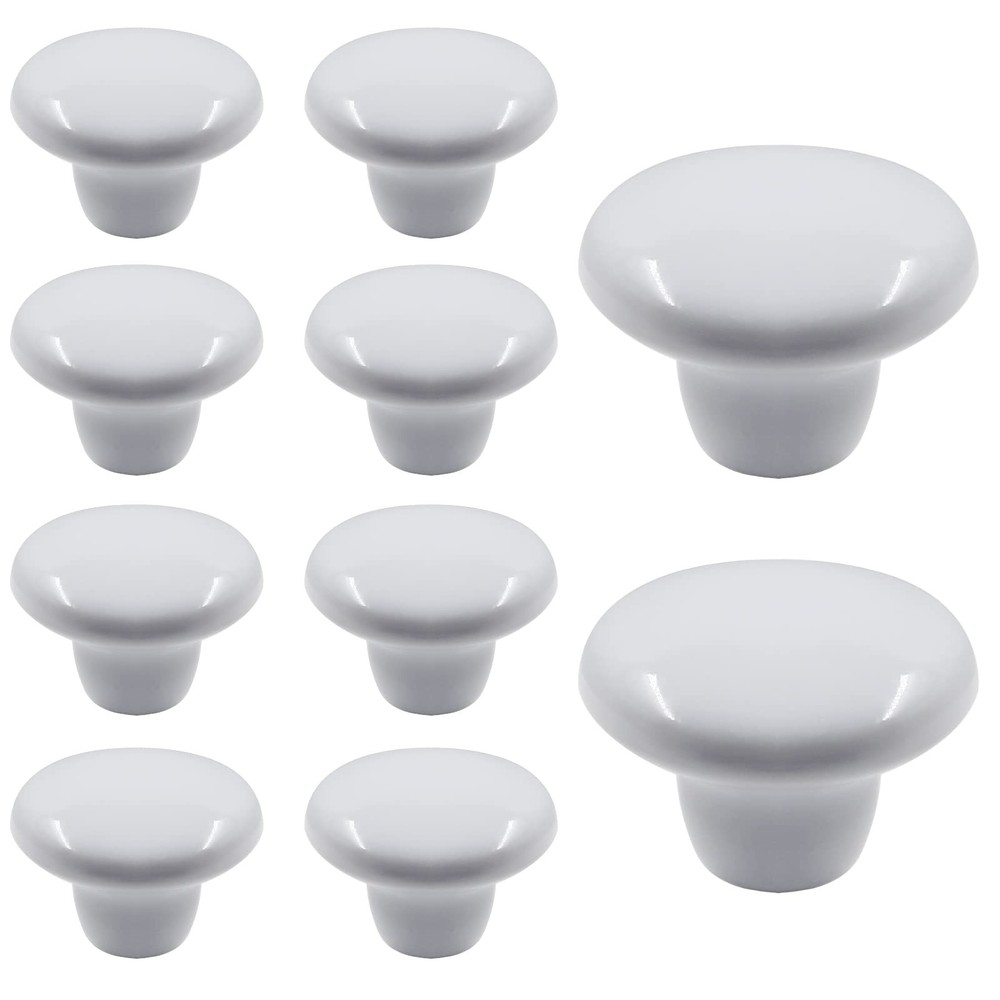 Auvotuis 10Pcs Cabinet Ceramic Knobs, 1.5Inch/ 38mm White 1.5 inches,