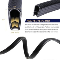 Black U-Channel Rubber Edge Trim 1/2″ x 3/8″ – Fits 3/64″ Gaps