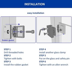 Glass Clamp 4PCS Adjustable Glass Shelf Bracket, 1/3 “-1/2 ” Stainless (20 sets)