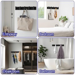 Bntuk Coat Rack – 5 Coat Hooks Towel Racks For Bathroom Robes Bags Keys