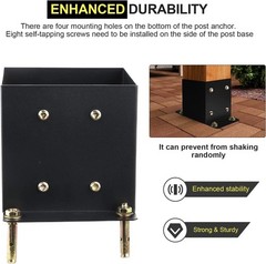 6X 6 Post Base 3 PCS,Inner Size 5.6″x5.6″Deck Post Base,Heavy Duty Metal Black