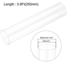 Rigid Round Clear Tubing 50mm ID x 52mm OD x 250mm Length Plastic Tube