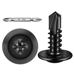 300Pcs #8×5/8″ Black Self Tapping Screws for Metal, 410 Black Metal Screws Oxide
