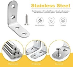 50Pcs 1.5″ L-Shaped Bracket Corner Braces w/Screws Angle Bracket Shelf Brackets
