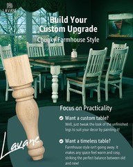 La Vane 29X5X5 Inch Wooden Chunky Farmhouse Table Legs Set Of 4 Solid Wood