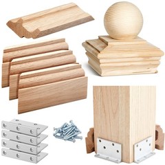 4×4 Inch Wood Newel Post Cap Mounting Kit Cedar Finial Ball Top Fasteners