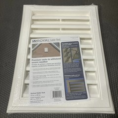 (15″ W x 20″ H) Gable Vent White Vinyl Rectangle Royal w/ J Channel- New