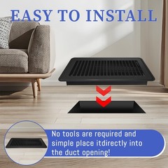4 x 10 Floor Register Black Floor Vent Cover for Home Heavy Duty Metal Air Ve…