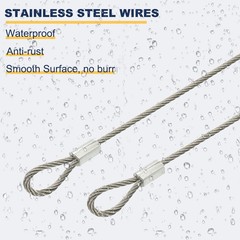 10 Pcs Dia. 1.5mm 12″ Long Stainless Security Ropes with Double Loops, Silver