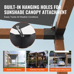 3-Way Pergola Bracket Kit: 4″x4″ Wood Post Bases with Drainage Holes