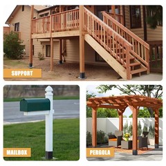 4×4 Post Base Holder Ground Spike, 3.6″x3.6″ Black Powder Coated – For Pergola