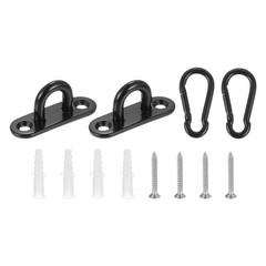 2 Set Pad Eye Plate 1.8 Inch Stainless Steel Ceiling U Hooks with Screw Black