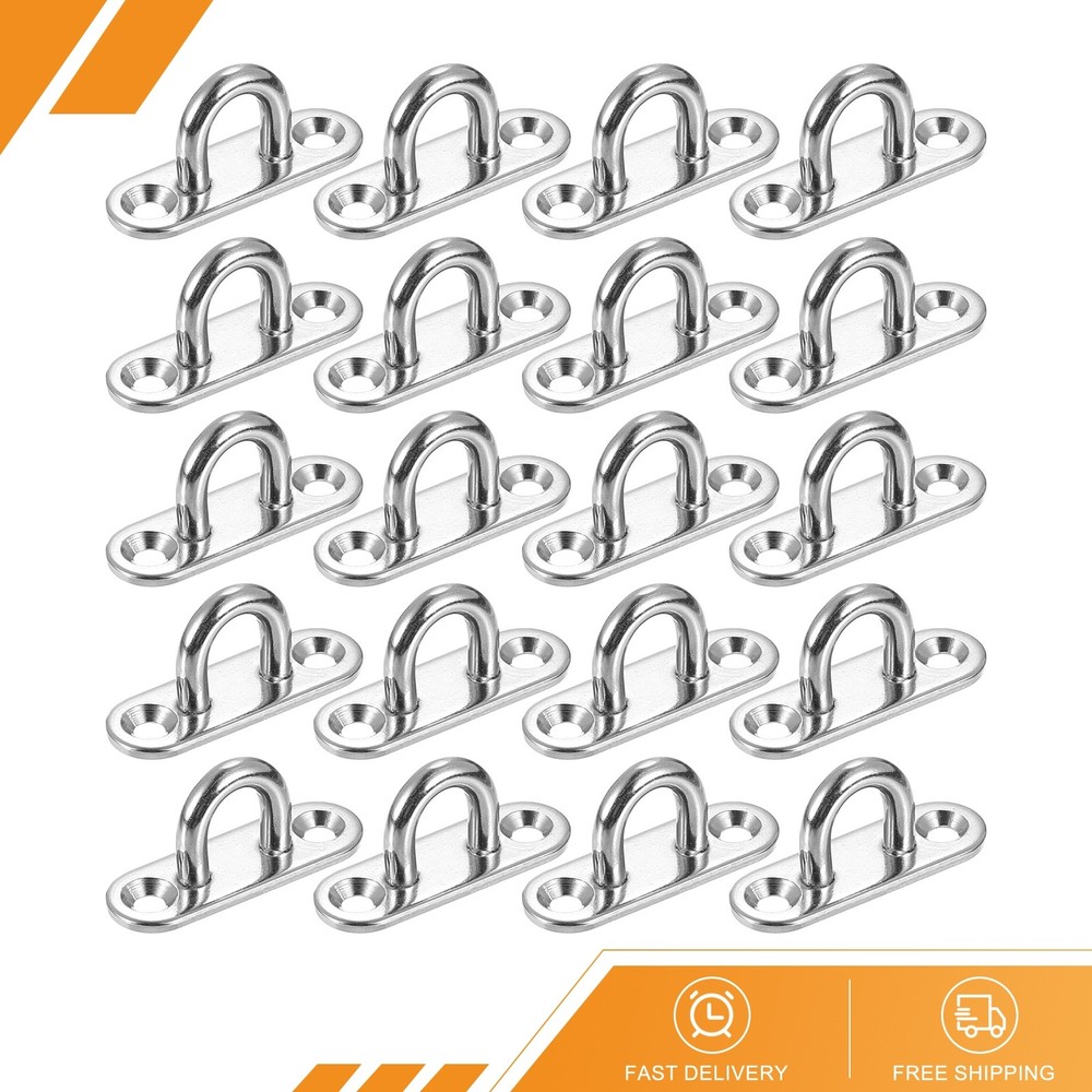 20pack Pad Eye Plate 1.8 Inch 304 Stainless Steel Ceiling U Hooks Silver
