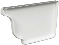 Gutter Right End Cap, White Galvanized Steel, 4-In.
