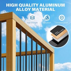 51 Pack 26″ Deck Balusters, Aluminum Balusters for Square-26″, Black
