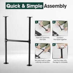 Yes4All 30″ H-Shape Metal Table Legs, Industrial Steel, Heavy-Duty, Black Finish