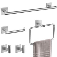 Tnoms Brushed Nickel Towel Bar Set 5 Pieces Brushed Bathroom Hardware