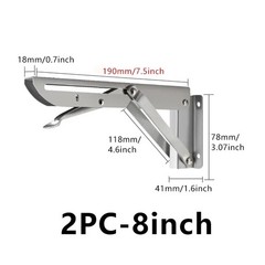 Folding Shelf Brackets – 2 Pcs Heavy Duty Stainless Steel Collapsible – 8-18 In