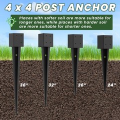Fence Post Anchor 4×4 26″ Length 3.6″ x 3.6″ Heavy Duty Metal – For Fence