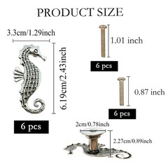 LLDYNW 6 pcs Seahorse Knobs Dresser Ocean Cabinet Antique Silver