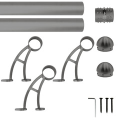 2″ OD Dark Gray Stainless Steel Tubing Bar Wall Mount Foot Rail Kit Combo – DEC