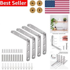 4 Pack Heavy Duty L Brackets 4×4 Inch Stainless Steel Shelf Support Corner Brace