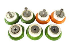 Handpainted Ceramic Decorative Drawer or Door Knobs x7 Green and Orange Floral