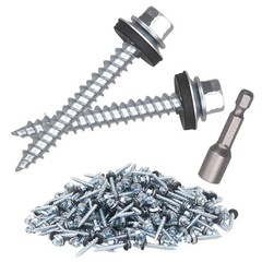 Metal Roofing Screws 300PCS #10 x 1-1/2 inch, Hex x silver