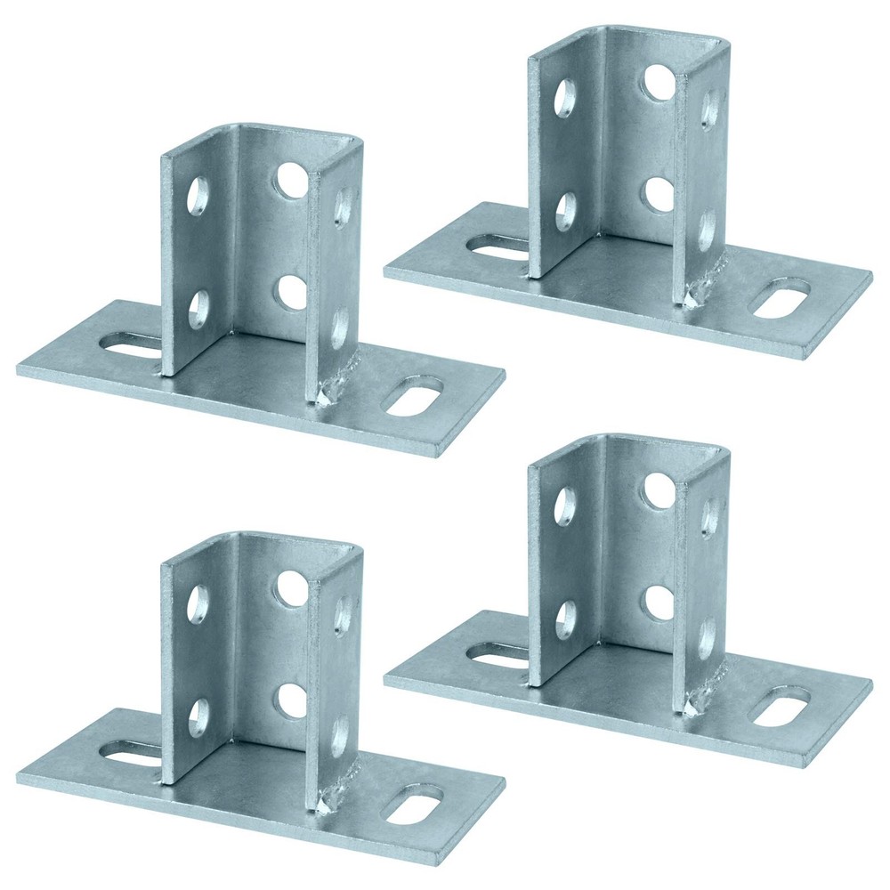 4 Pack 2 Slot U Post Base for 1-5/8″ Square Strut Channel, Ground Floors Moun…