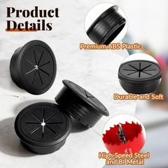 8 Pcs Black Desk Grommet, 2 Inch Desk Hole Cover for Cables, Grommet Cover wi…
