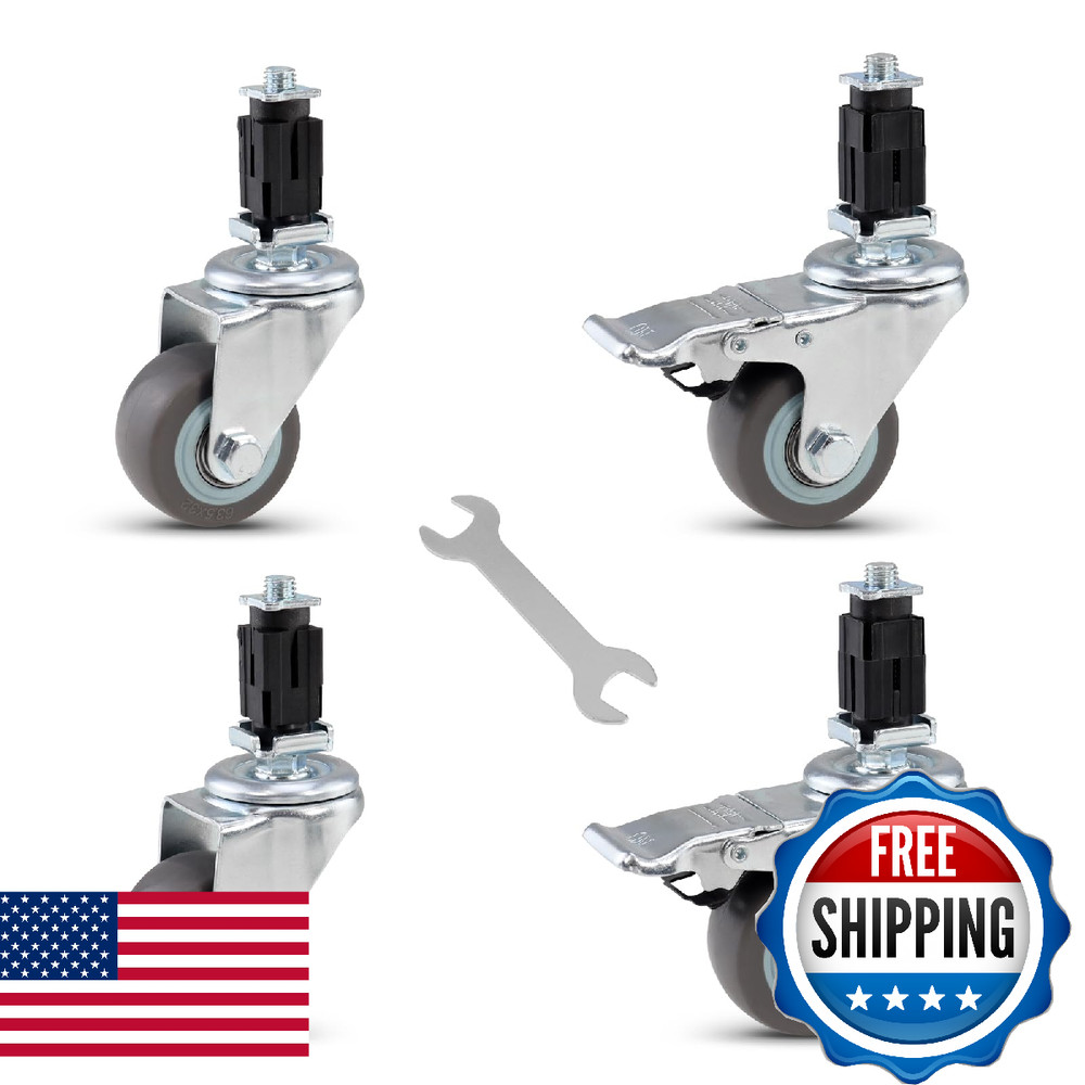 Yajiyo 2.5Inch Plug-In Casters Silent High Load Capacity 4Pcs Set 1 Square Tube