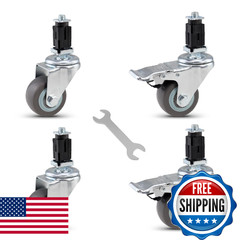 Yajiyo 2.5Inch Plug-In Casters Silent High Load Capacity 4Pcs Set 1 Square Tube