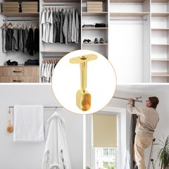 4 Pcs Oval Closet Shelf Bracket, Wardrobe Rod Adjustable Half Though Pipe Gold
