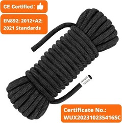 AOLEBA 10.5 mm Static Climbing Rope 10M(32ft) 20M(64ft) 30M(96ft) 96ft, Black