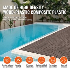 Interlocking Deck Tiles Plastic Wood, 27 Pack,12″x12″ 27 sq. ft Waterproof Outdo
