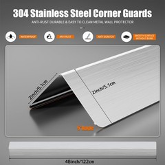 304 Stainless Steel Corner Guards 5-Pack Wall Protector Rounded 2x2x48 Inch