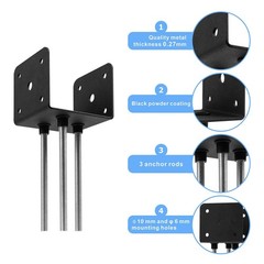 Wpbhk 4Pcs Concrete Post Anchor U Shape Fence Post Holder 4×4 Post Base Holde.