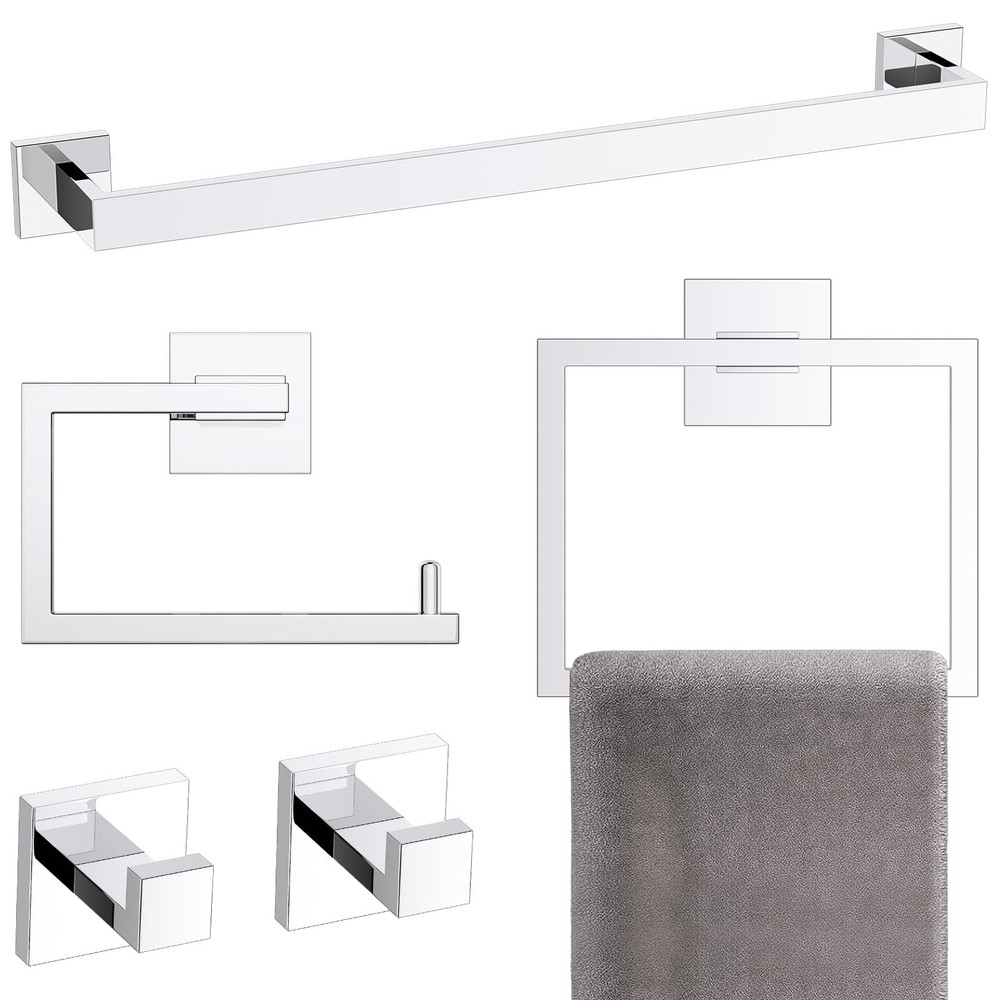Yacvcl 5-Piece Bathroom Hardware Accessories Set 23.6 Inch Towel Bar Set Modern