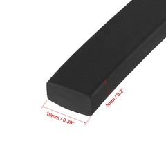 Solid Rectangle Rubber Seal Strip 10mm Wide 5mm Thick, 3 Meters Long Black