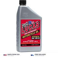 Lucas Oil 10708 High Performance Synthetic Motorcycle Oil SAE 10W-30-1 Quart
