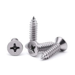 #6 x 1 (100 pcs) Flat Head Sheet Metal Screws, 304 Stainless x 1″, Silver