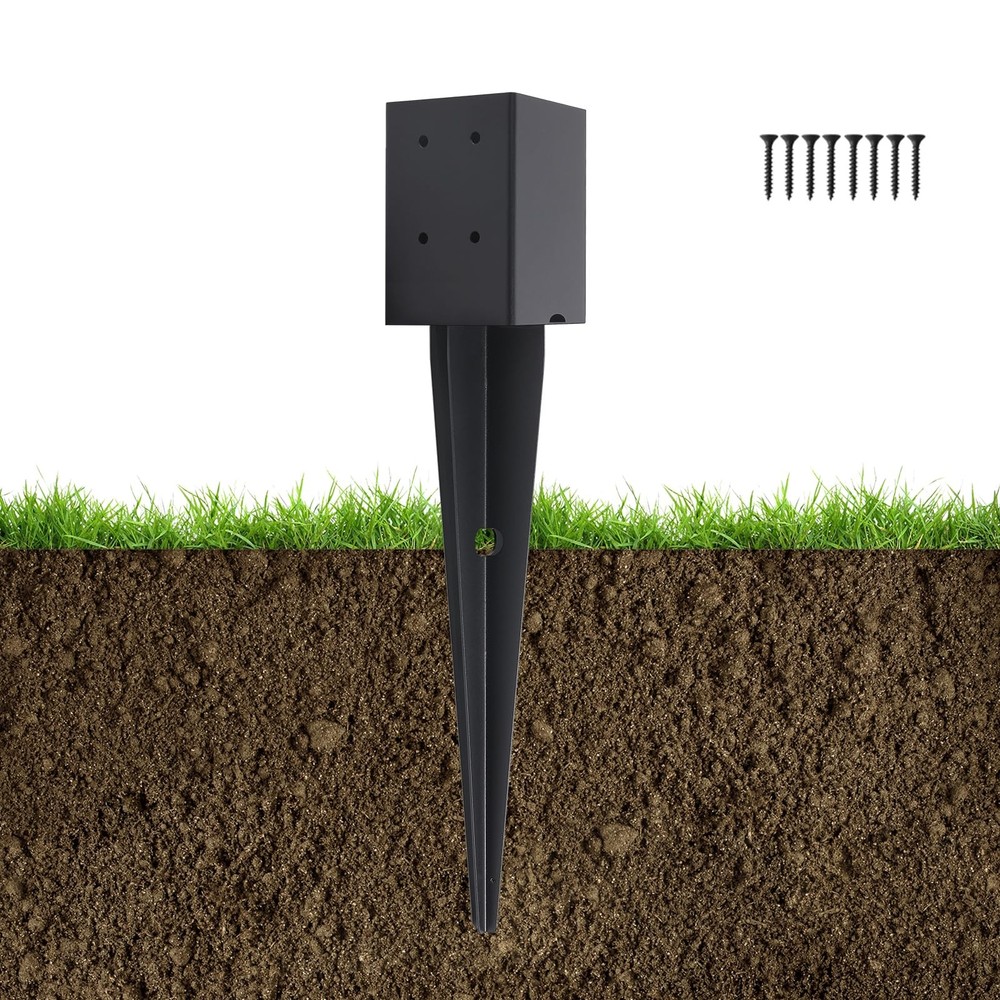 Fence Post Anchor Ground Spike 16″ Length 3.6″ X 3.6″ Fits 4×4 Posts – Easy
