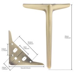 Hojlkld 9.8 Inch Heavy Duty Furniture Legs Antique Bronze Metal Triangle