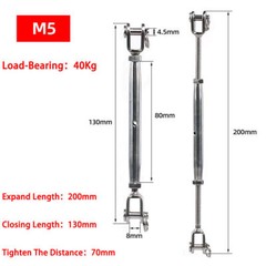 M5 – M20 304/316 Stainless Steel Rigging Screw Jaw/Jaw Adjuster Closed Body