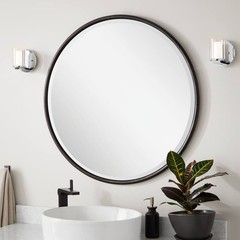 Sobb Round Decorative Vanity Mirror – Black Powder Coat with Gold Gilding