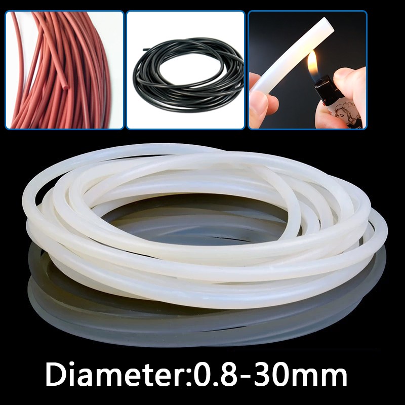Solid Silicone Round Cord Rubber Rod 0.8-30mm Diameter Sealing Strip 3 Colors