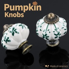 Ivory & Green Pumpkin Knobs 12 Pack Ceramic Cabinet 35mm, 12,
